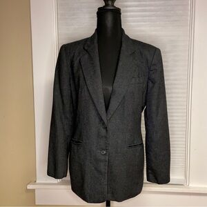 Lands' End Women's 6 Petite Wool Blazer in Charcoal, FREE SHIPPING